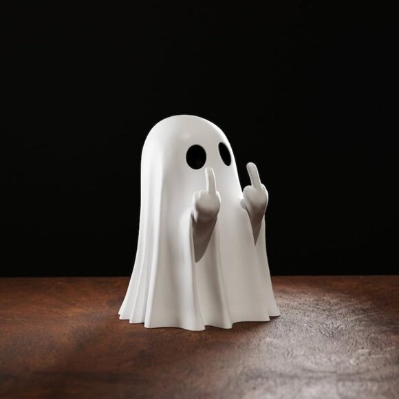 Ghost Spooky Resin Middle Finger Statue Cute Decor for Halloween Decorations - Picture 1 of 6